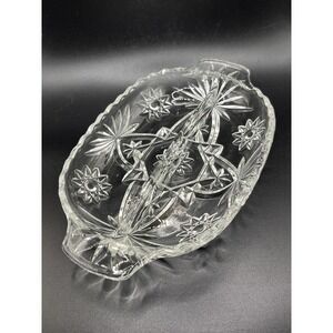 Depression Glass Clear Divided Relish Dish-Star of David-Anchor Hocking 10"‎